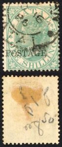 Natal SG84 1/- Green Opt POSTAGE Cat 8 pounds