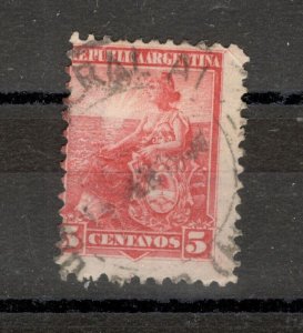 ARGENTINA - USED STAMP, 5 C - ERROR - MOVED PERFORATION