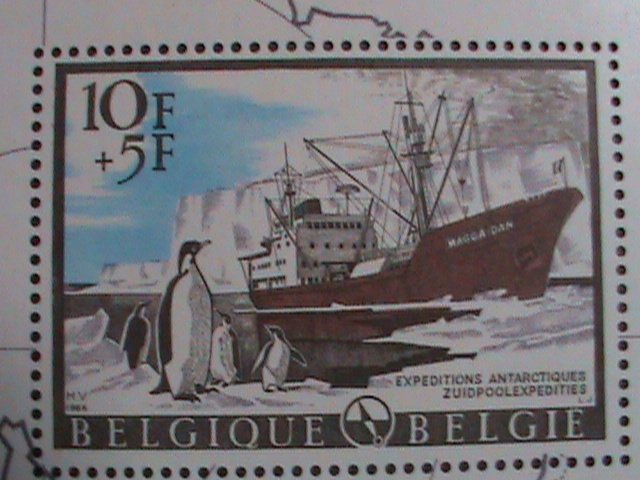 BELGIUM-1966 SC#B800  ANTARCTIC EXPEDITIONS LOVELY PENGUINS-MNH S/S -VERY FINE