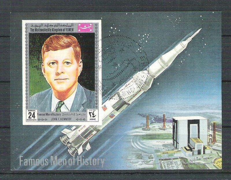 Yemen 1969 Space, Kennedy, imperf. sheet, used  L.113