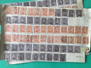 Belgium pre cancel stamps on 2 old album part pages Ref A8452