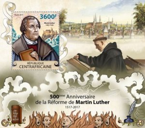 CENTRAFRICAINE 2017 SHEET MARTIN LUTHER PROTESTANT REFORMER LUTERO PROTESTANTE