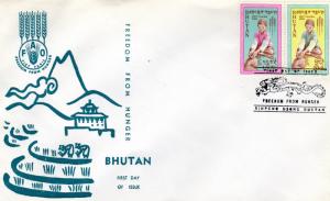 BHUTAN 1963 Sc#13/14  FAO FREEDOM FROM HUNGER Set (2) FDC