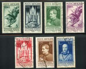 Vatican City Scott 47-53 - 1936 Catholic Press World Expo - SCV $71.50