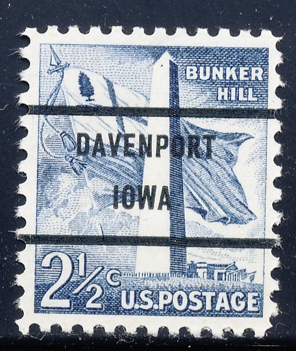 Davenport IA, 1034-71 Bureau Precancel, 2½¢ Bunker Hill