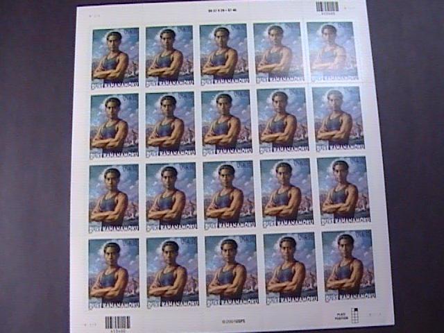 U.S.# 3660-MINT/NEVER HINGED--PANE OF 20--DUKE KAHANAMOKU/SURFER & SWIMMER--2002