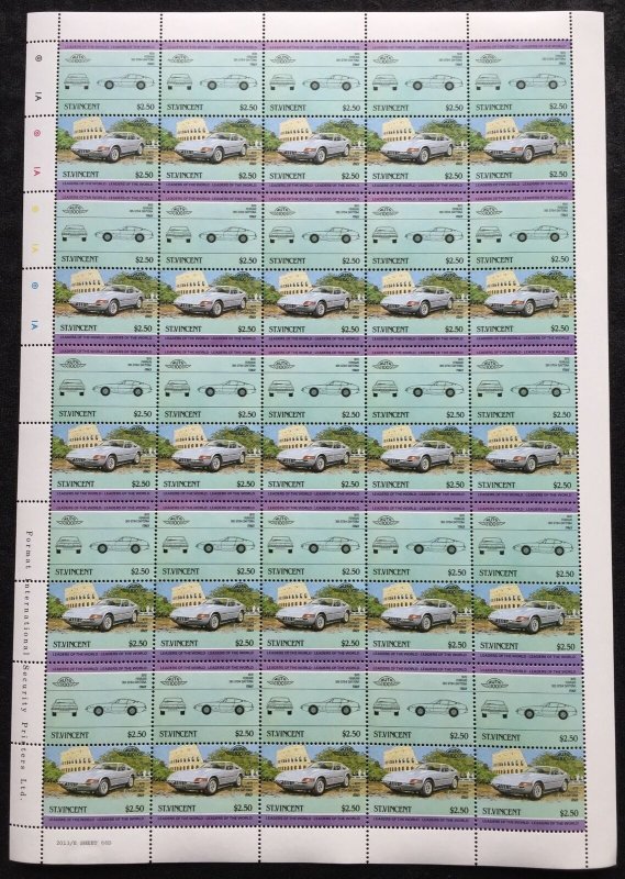 ST VINCENT Cars MNH x 10 Sheets(500 Stamps) BLK01