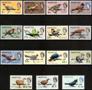 1967 Mauritius QE Self Government 1967 o/p set MNH Sc# 306 / 320 CV $18.20