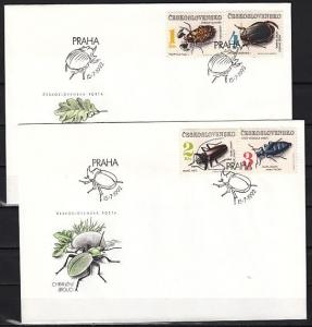 Czechoslovakia, Scott cat. 2863-2866. Beetles issue. 2 First day covers. ^