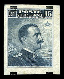 Italy #129gvar (Sass. 106mb) Cat€260+, 1916 20c on 15c, imperf. single with...