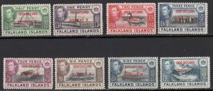 Falkland Islands - South Shetlands -1944 KGVI complete set Sc# 5L1/5L8-MNH (525)