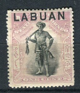 NORTH BORNEO LABUAN; 1890s pictorial Optd. issue Mint hinged 1c. (heavy hinge)