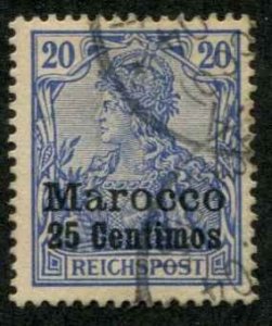 German Offices Morocco SC# 10 o/p'd  25 Centines on Germany used