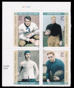 US 3808-3811, MNH Plate Block of 4 - Early Football Stars