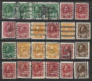 COLLECTION LOT 7442 CANADA 24 COIL STAMPS 1912+ CLEARANCE