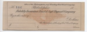 1870s RN-J4 revenue check Philadelphia & Reading RR Company unused [6514.40]
