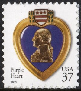 SC#3784 37¢ Purple Heart Single (2003) SA