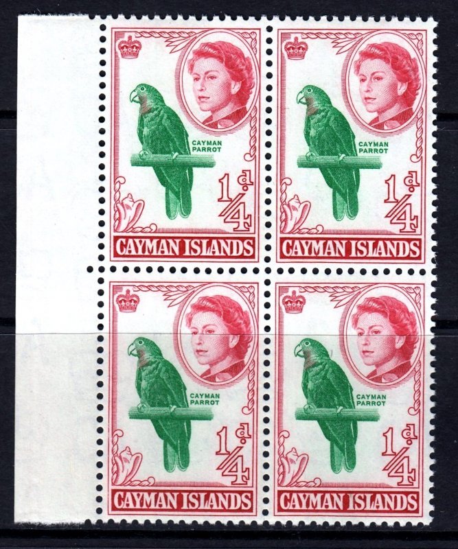 Cayman Islands 1962-64 Parrot ¼d Emerald & Rose Mint MNH Block SG 165a CV £16