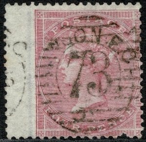 QV 1857 4d rose-carmine With Margin Wmk. 17 (L Garter) vfu  S.G. 66