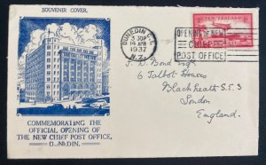 1937 Dunedin New Zealand First Day Cover FDC To London New Chief Post Office