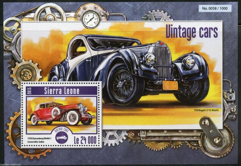 SIERRA LEONE 2015 VINTAGE CARS DUSENBBERG SOUVENIR SHEET  MINT NEVER HINGED