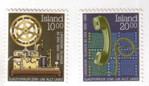 Iceland Sc632-3 1986 Telephone anniv stamps mint NH