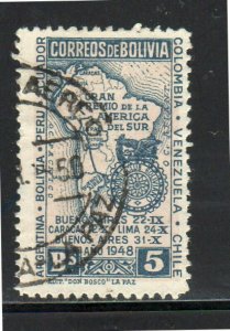 BOLIVIA #330  1948 MAP & EMBLEM BOLIVIAN AUTO CLUB    F-VF USED