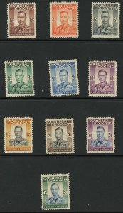 Southern Rhodesia SG42/52 Values to 5/- (no 1/-) U/M apart from 2/- Cat 99.50 p