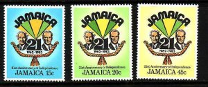 Jamaica-Sc#560-2- id8-Unused NH set-Independence-1983-