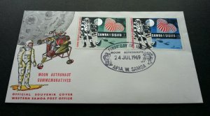 *FREE SHIP Samoa U.S. Moon Astronauts 1969 Space (FDC) *silver foil *unusual