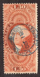 US #R77c One Dollar Thirty Foreign Exch Revenue Stamp *Minor Fault* ~jm-1084