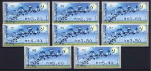 ISRAEL 2009 BIRDS LABEL  ATM VENDING MACHINE # 001 TARIFF 1 SET 8 STAMPS MNH