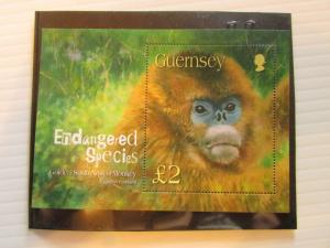 Guernsey SC #816 ENDANGERED SPECIES Golden Snub Nosed Monkey MNH Souvenir Sheet