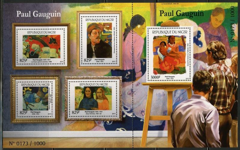 NIGER 2015 PAUL GAUGUIN   SHEET CONSISTING OF THE SHEETLET & SOUVENIR SHEET