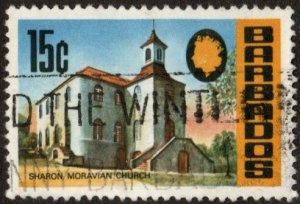 Barbados 337a - Used - 15c Sharon Moravian Church (1972) (cv $1.50)