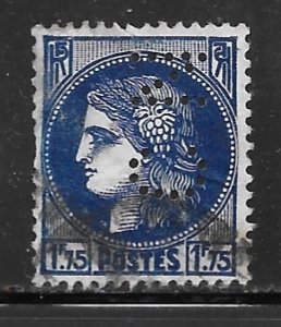 France 335: 1.75f Ceres, perfin, used, VF