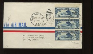 C10a POSITION A BOOKLET PANE FIRST DAY COVER TO DALLAS TEXAS (LV 1158)