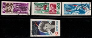 RUSSIA Scott # 2750-3 Used - Various Space Flights - Imperf