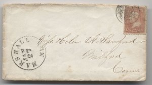 1860s Marshall MI 2 cent coin fancy cancel #65 cover [6418]