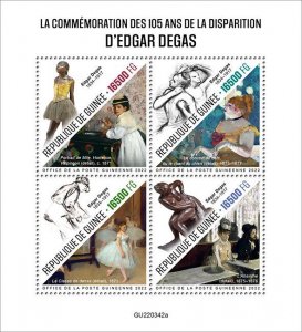 GUINEA - 2022 - Edgar Degas - Perf 4v Sheet - Mint Never Hinged