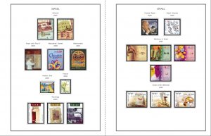 COLOR PRINTED ISRAEL 2000-2010 STAMP ALBUM PAGES (68 illustrated pages)