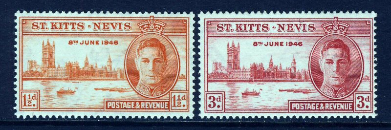 ST.KITTS-NEVIS KG VI 1946 The Victory Set SG 78 & SG 79 MINT