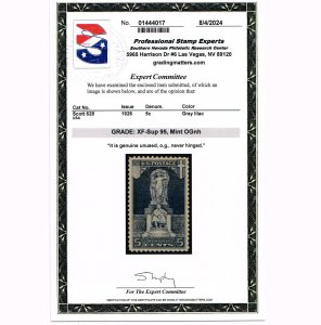 EXCEPTIONAL GENUINE SCOTT #628 PRISTINE OG NH PSE CERT GRADED XF-SUPERB 95