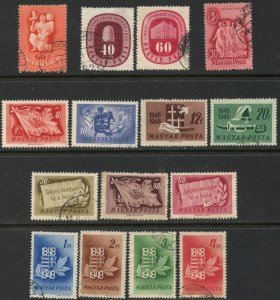 HUNGARY Sc#826-839, 841 1948 Four Complete Sets Used