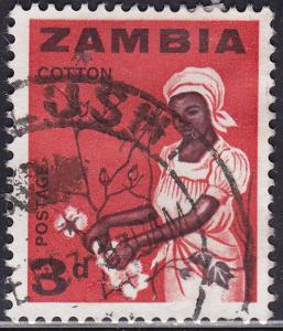 Zambia 7 USED 1964 Woman Picking Cotton