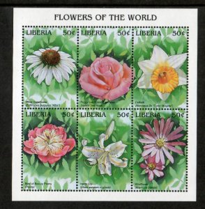 Liberia 1997 - Flowers - Sheet of 6 Stamps - Scott #1267 - MNH