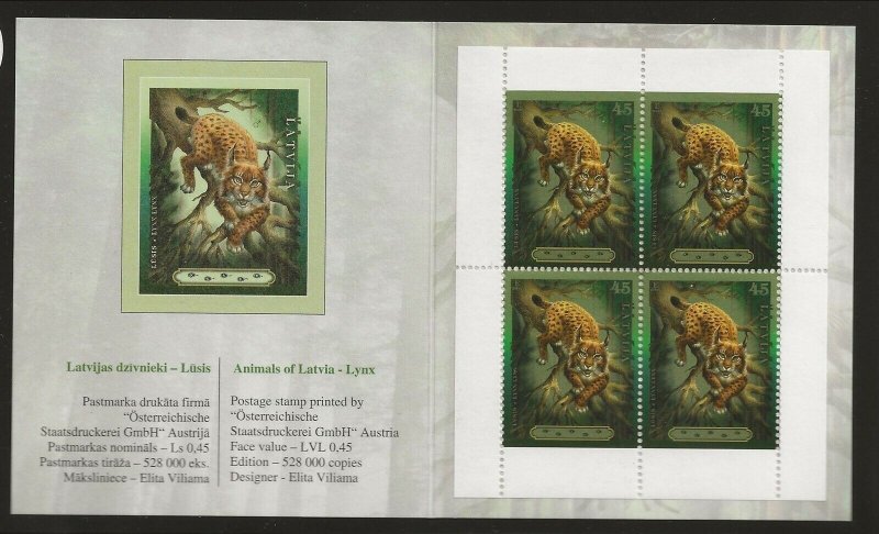 LATVIA Sc 659a NH COMPLETE BOOKLET of 2006 - WILD ANIMALS - LYNX 