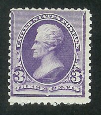 US #221 3¢ JACKSON, PURPLE, MogNH