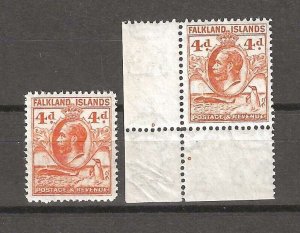FALKLAND ISLANDS 1929/37 SG 120, 120a MNH