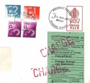 Jersey Channel Islands Stationery CHARGED MAIL*£3.06* GB POSTAGE DUES 1983 BT117
